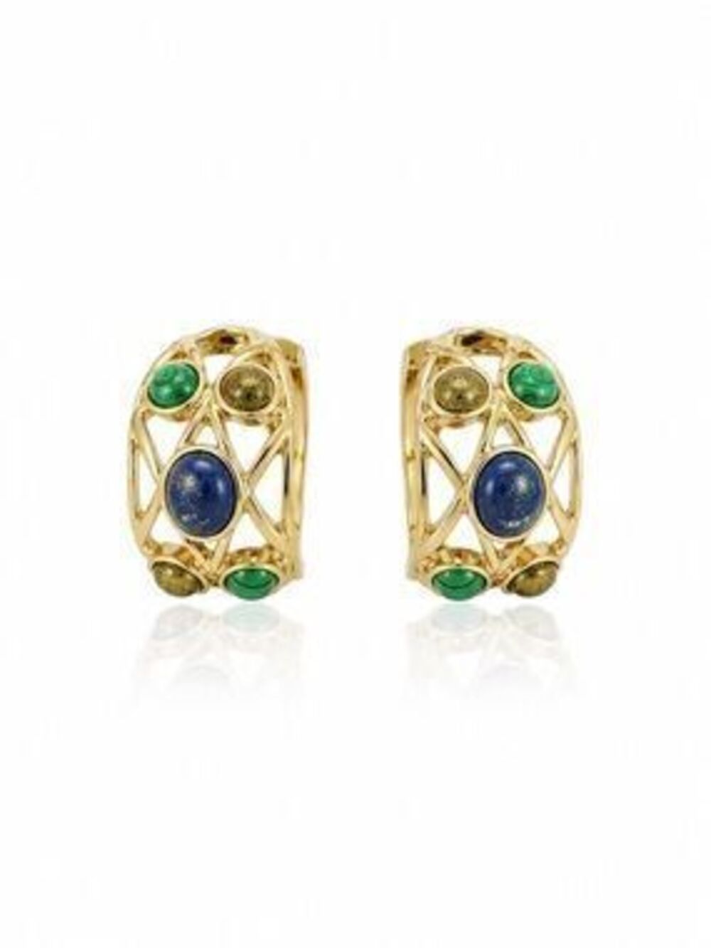 Gold-Tone Multi-Stone Earrings - Blue & Green